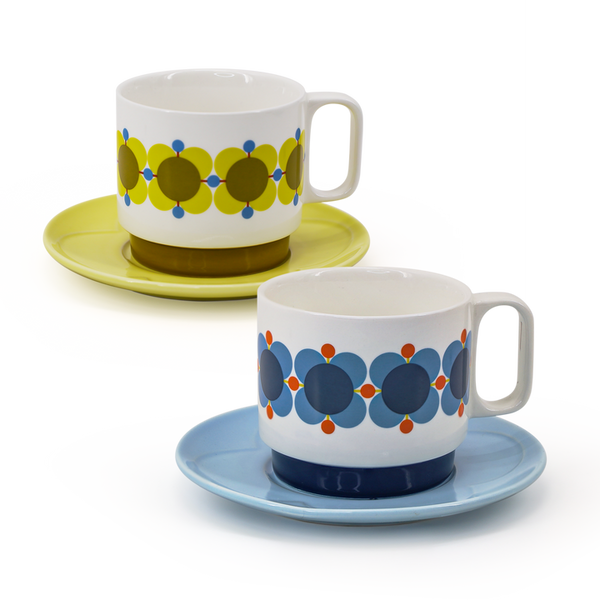 Set of 2 Teacups & Saucers