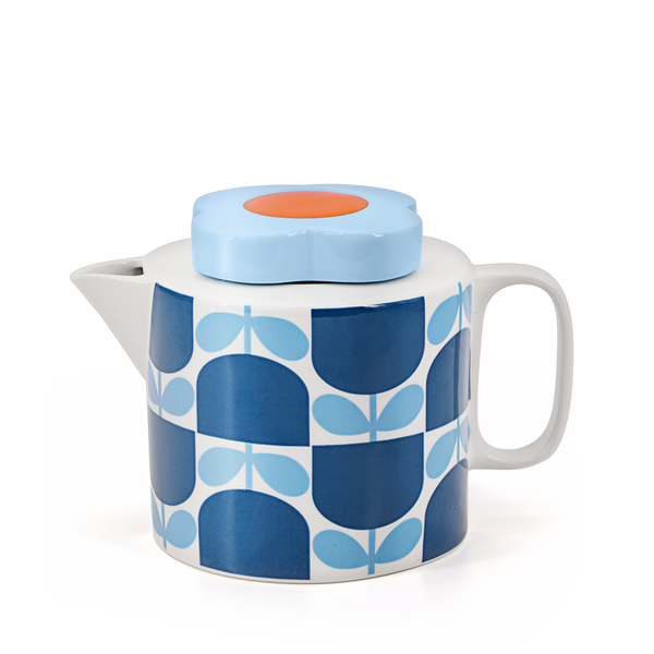 Teapot - Block Flower Navy
