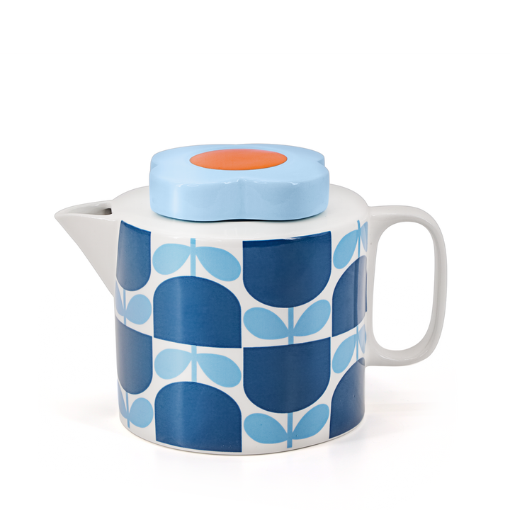 Teapot - Block Flower Navy