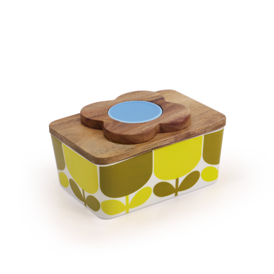 Butter Dish Block Flower Ochre