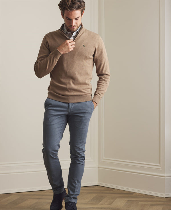 Carn 1/4 Zip Jumper - Sandy Brown