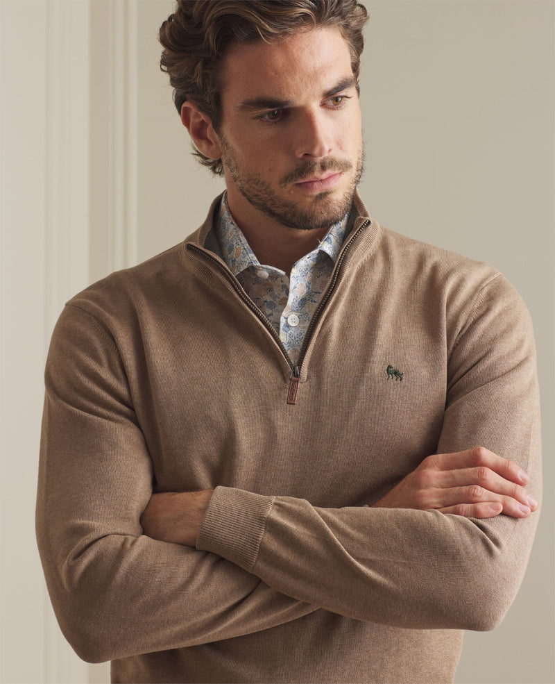 Carn 1/4 Zip Jumper - Sandy Brown