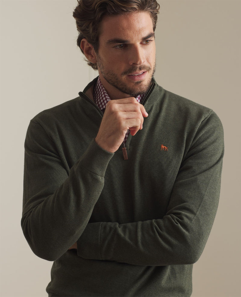 Carn 1/4 Zip Jumper - Green