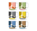 Set of 6 Stacking Mugs - Block Flower
