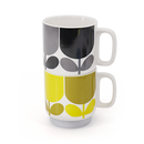 Set of 2 Mugs - Block Flower Slate & Ochre