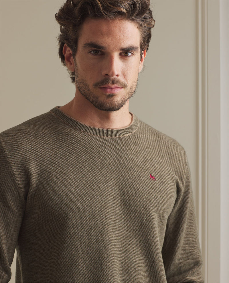 Charlie Round Neck Jumper - Brown Olive