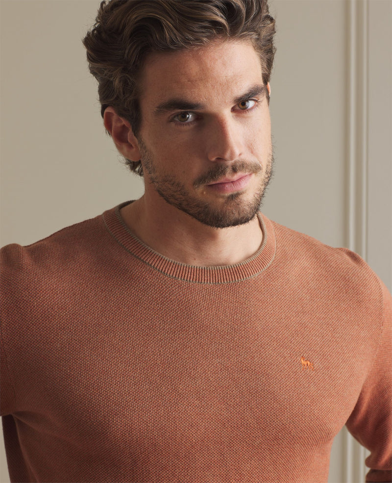 Charlie Round Neck Jumper - Brown Orange