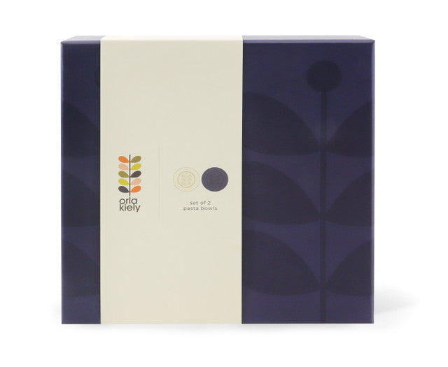 Set of 2 Pasta Bowls - Navy & Cream