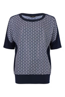 Print Monochrome Top - Navy