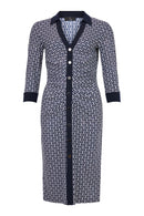 Tia Chain Print Dress - Navy