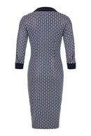 Tia Chain Print Dress - Navy