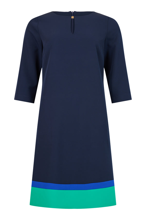 Contrast Hem Shift Dress - Navy