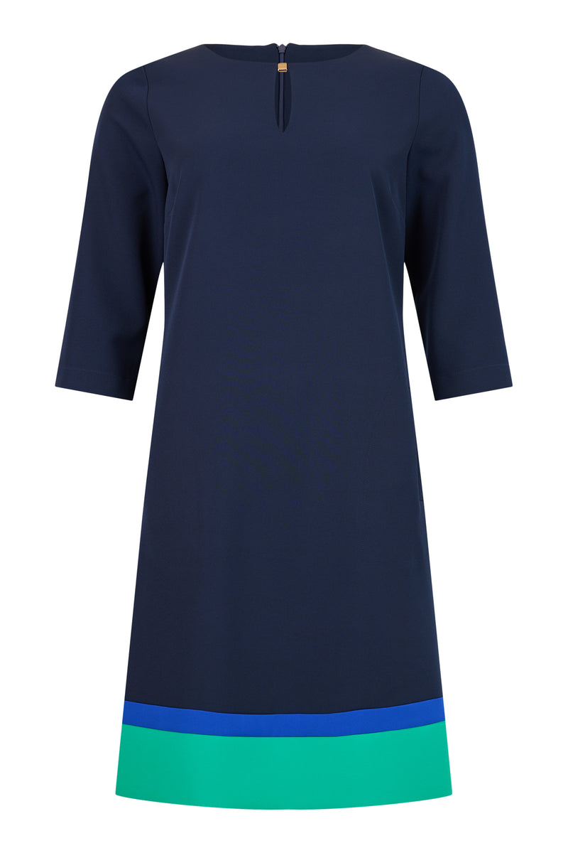 Contrast Hem Shift Dress - Navy