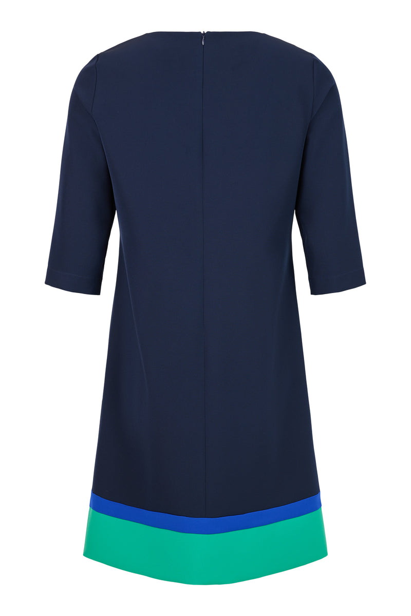 Contrast Hem Shift Dress - Navy