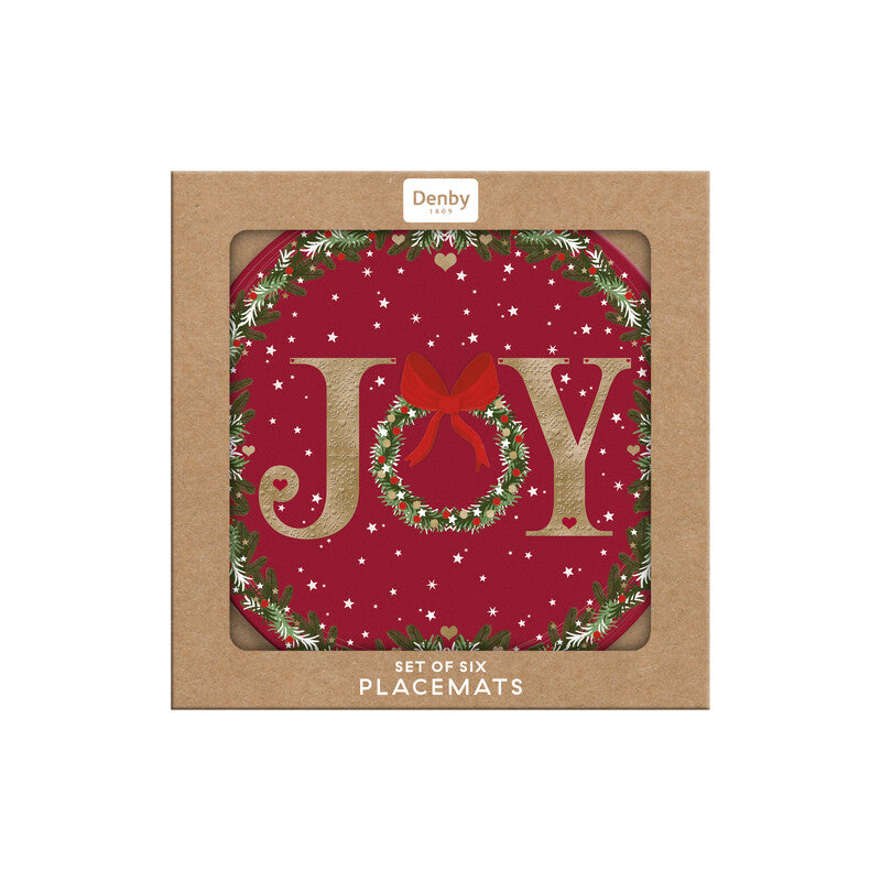 Joy Wreath Round Set of 6 Placemats