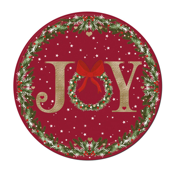 Joy Wreath Round Set of 6 Placemats
