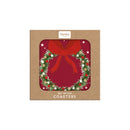 Joy Wreath Round Set of 6 Coasters
