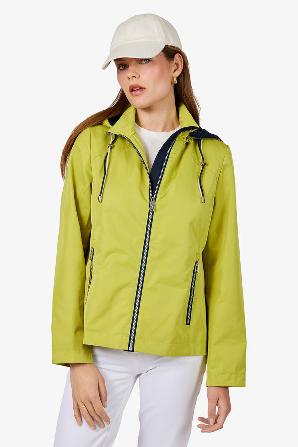 Short Rain Jacket - Lime Green/navy