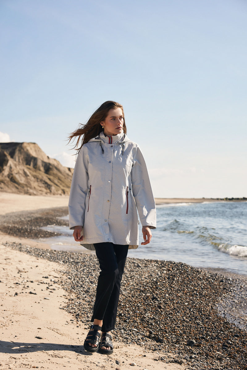 Mid Length Jacket - Grey/red