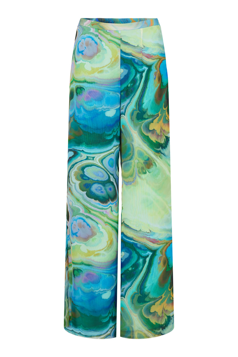 Wide Leg Trousers - Peacock Blue