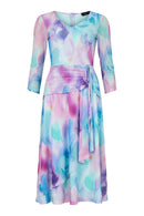 Watercolour Print Chiffon Dress - Lavender