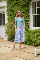 Watercolour Print Chiffon Dress - Lavender