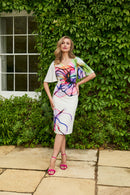 V Neck Floral Dress - Off White