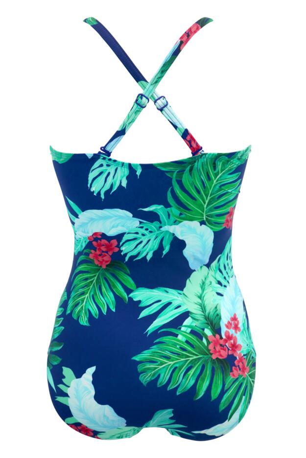 Santa Monica Strapless Swimsuit - Navy Tropical
