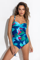 Santa Monica Strapless Swimsuit - Navy Tropical