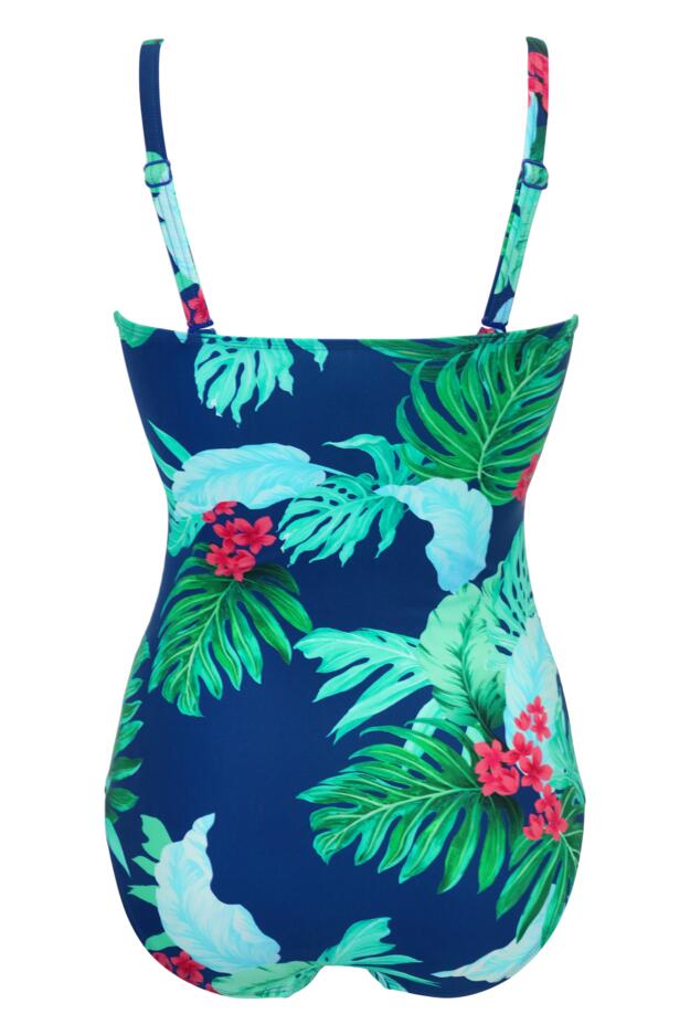 Santa Monica Strapless Swimsuit - Navy Tropical