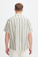 Lin Stripe Short Sleeve Shirt - Off White