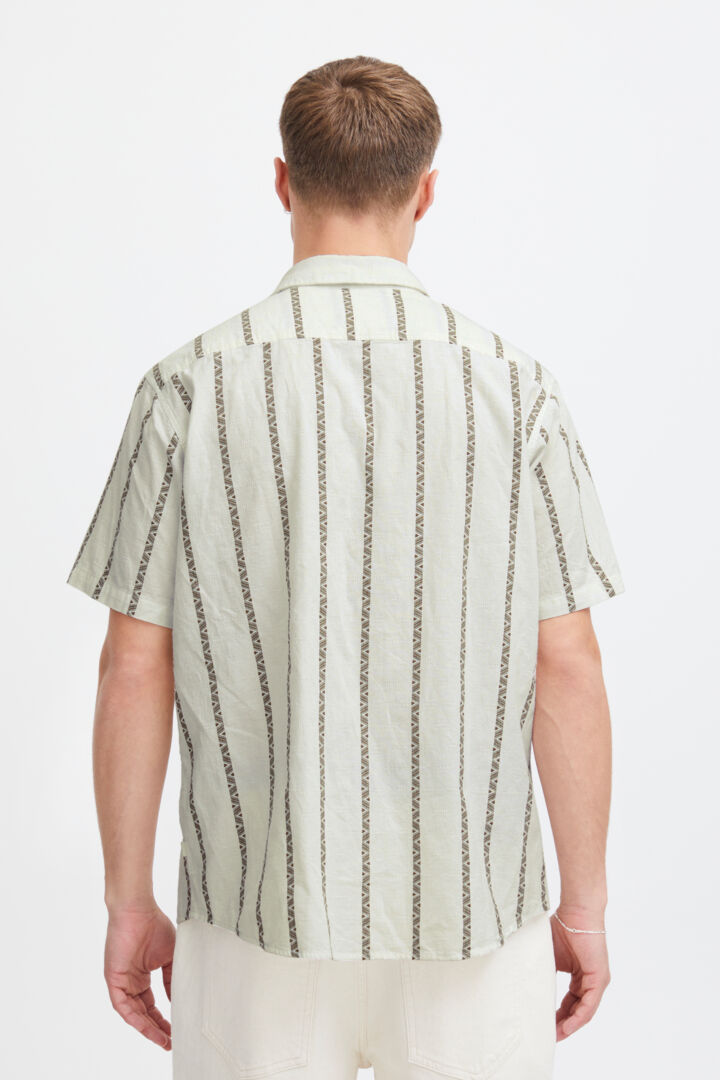 Lin Stripe Short Sleeve Shirt - Off White