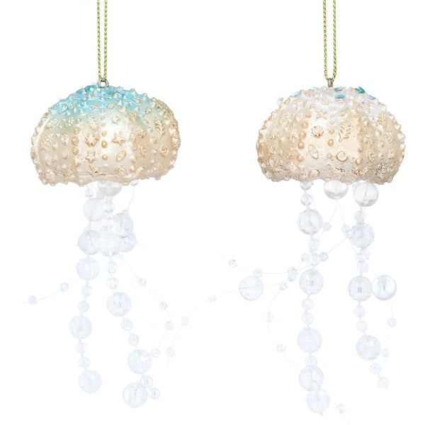 Blue & Gold Resin Jelly Fish Decoration