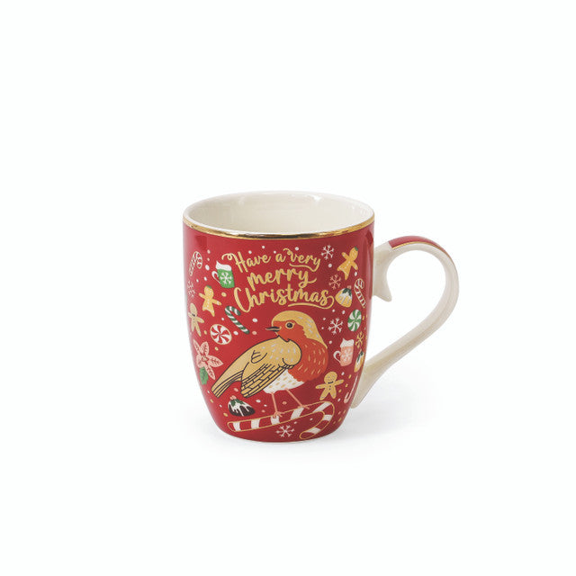 Christmas Robin Set of 4 Mugs