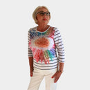 Floral Stripe Print Top - Floral Print