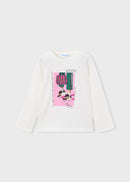 Long Sleeve T-Shirt - Off White & Bottle Green