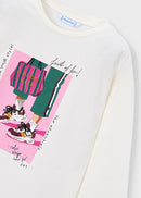 Long Sleeve T-Shirt - Off White & Bottle Green