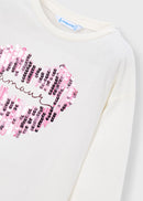 Long Sleeve T-Shirt - Off White & Mauve