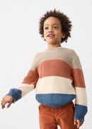Colour-Block Jersey Top - Brick Red