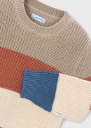 Colour-Block Jersey Top - Brick Red