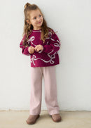 Long Knit Trousers Set - Raspberry