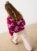 Long Knit Trousers Set - Raspberry