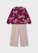 Long Knit Trousers Set - Raspberry