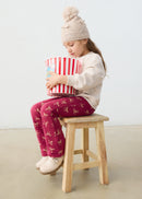 Printed Fleece Leggings Set - Raspberry