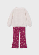 Printed Fleece Leggings Set - Raspberry