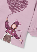 Graphic Print Fleece Dress - Mauve