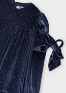 Velvet Dress With Hair Tie - Navy