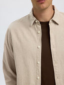 Noah Brushed Twist Shirt - Egret Twisted/chinchilla