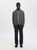 Noah Brushed Twist Shirt - Gray Flannel Twisted/black