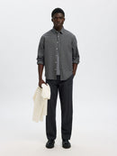 Noah Brushed Twist Shirt - Gray Flannel Twisted/black